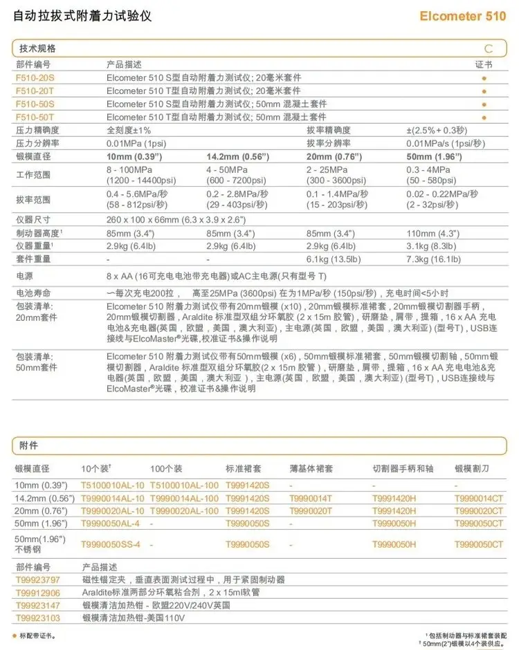 英国易高F510-20S自动拉拔式附着力测试仪(图1)